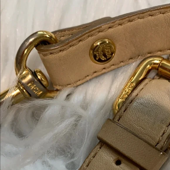 MCM Visetos Beige Monogram Tote/Crossbody Leather Bag Goldtone hardware Zip Top - Picture 10 of 16